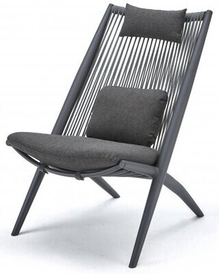 Плетеное кресло-шезлонг с подушкой Bahza, Grattoni, антрацит, темно-серый, серый