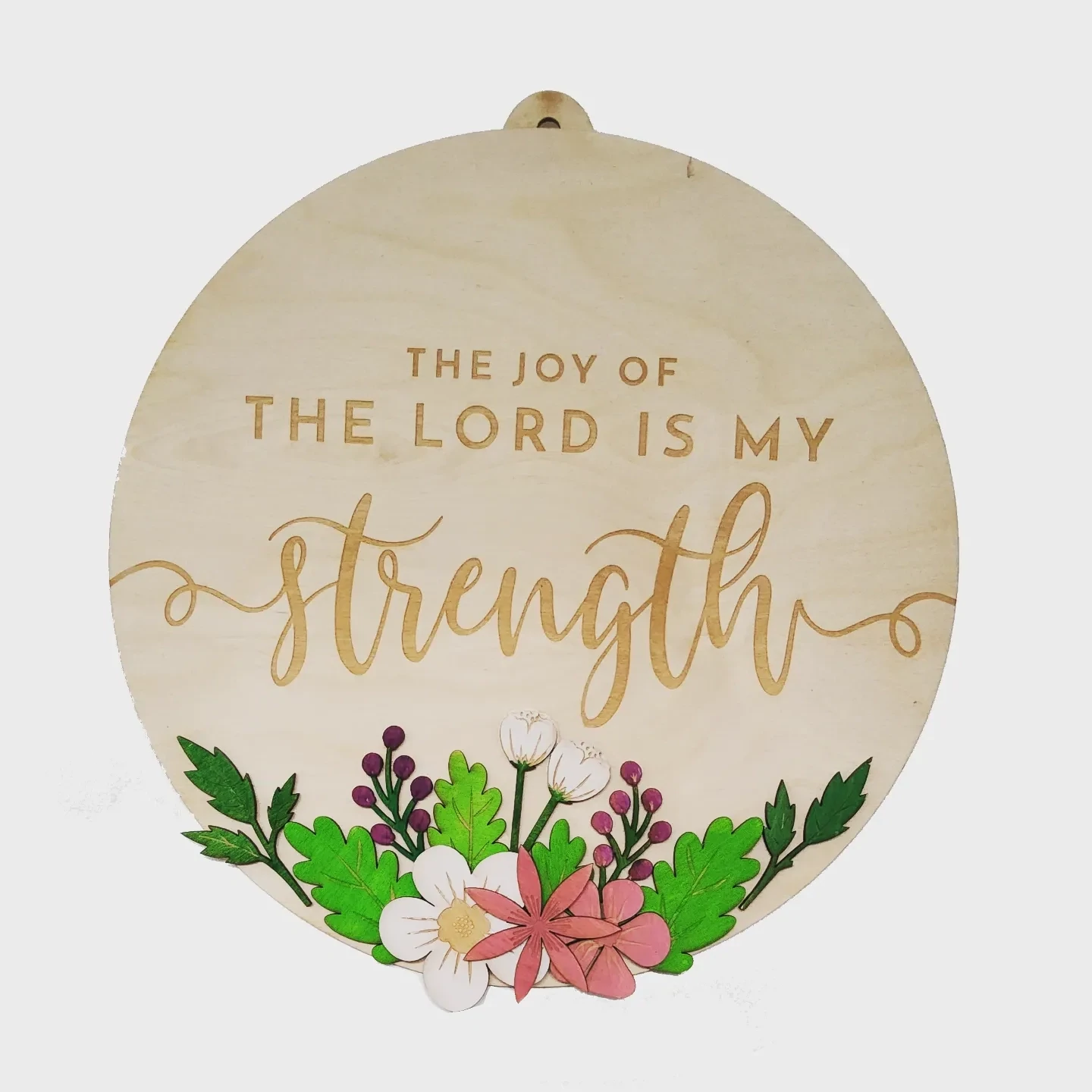 Christian wooden wall art &#39;the joy of the lord is my strength&#39;