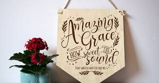 Amazing Grace hymn wooden wall banner