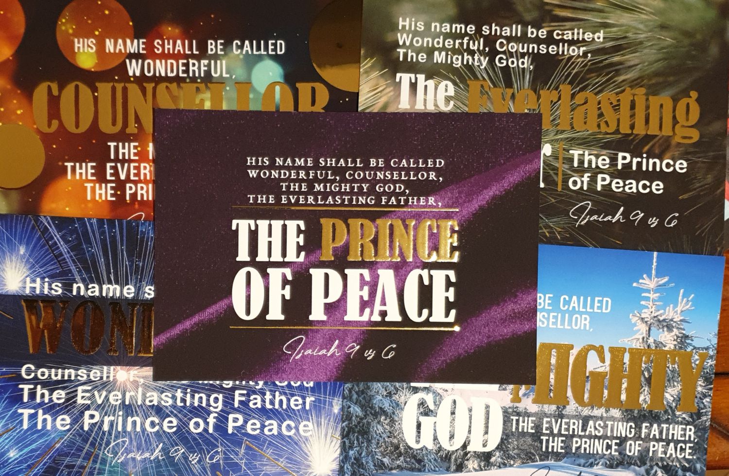 Gold Foiled Names of God Christmas Postcard Pack