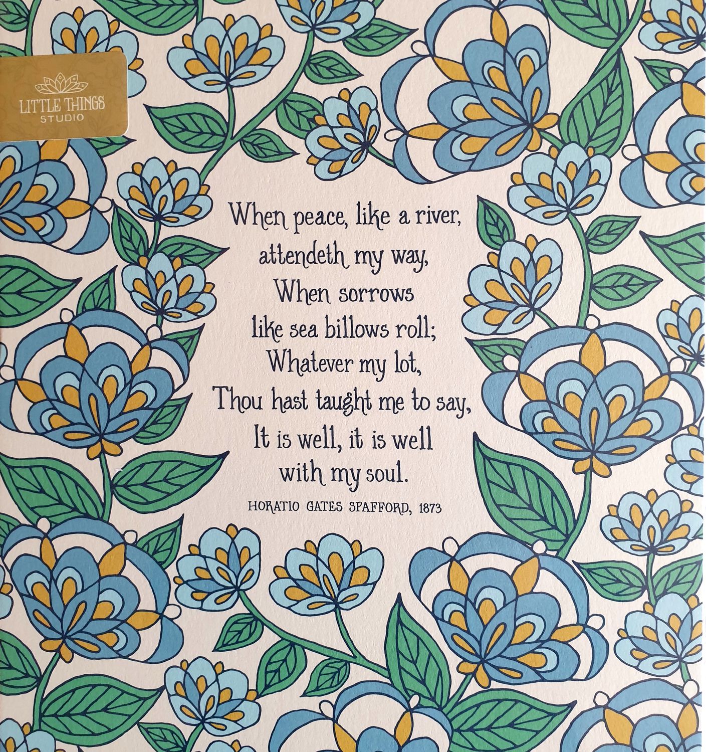 When Peace Like a River Hymn Art Print (blue)
