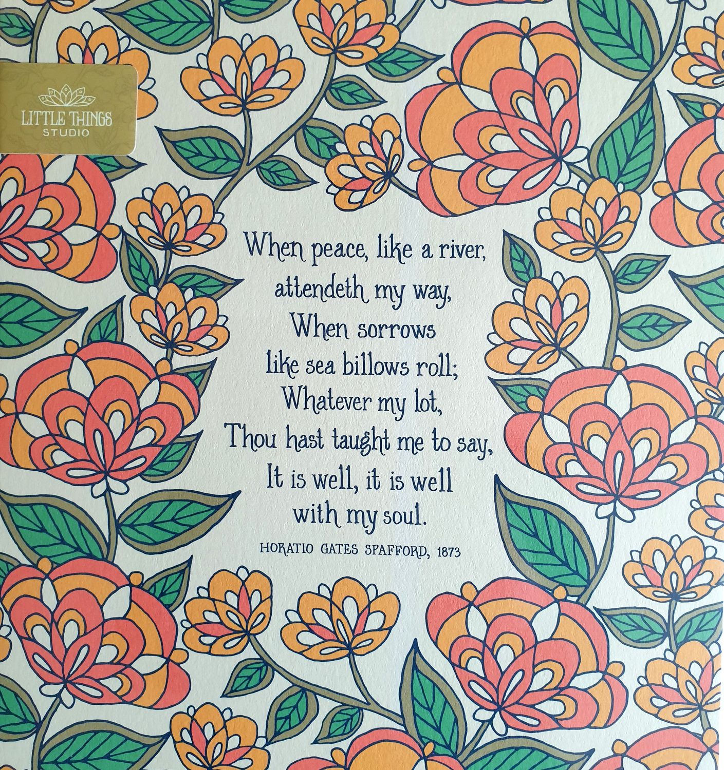 When Peace like a River Art Print (Orange flower)