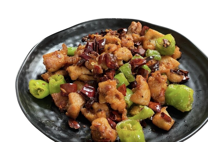 Three Peppers 三椒干煸鸡