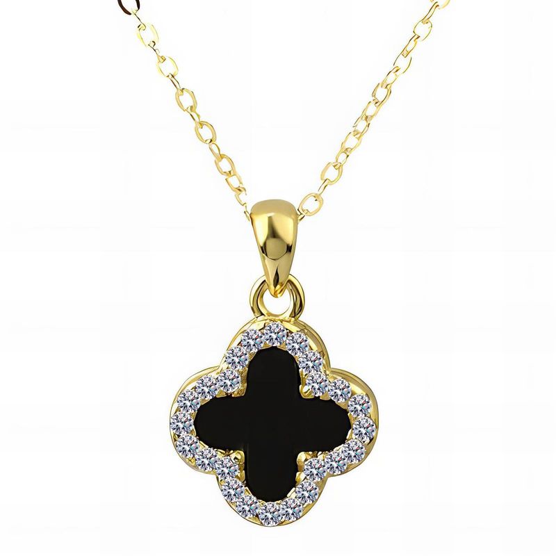 18K Gold Plated Stainless Steel &quot;Four Leaf Clover&quot; Necklace