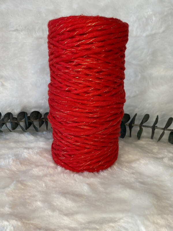 Coton peigné 3 mm Rouge &amp; gold