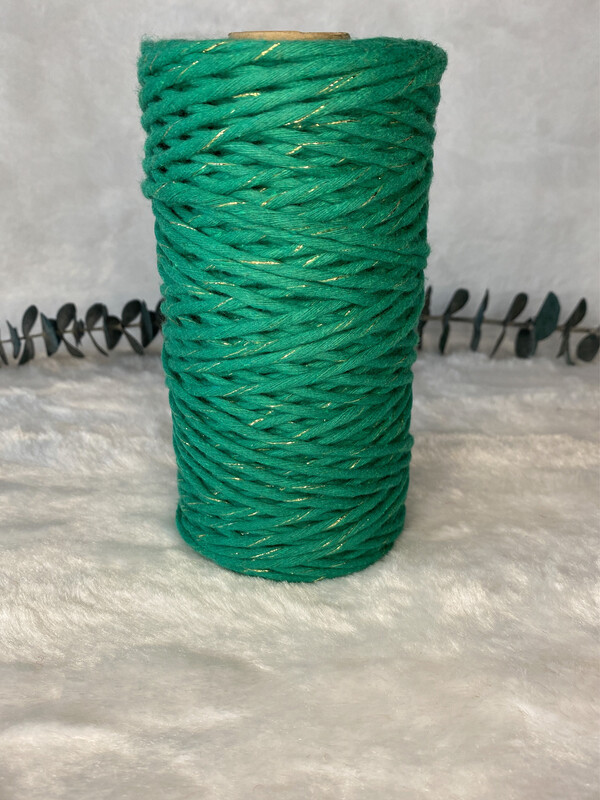 Coton peigné 3 mm vert &amp; gold