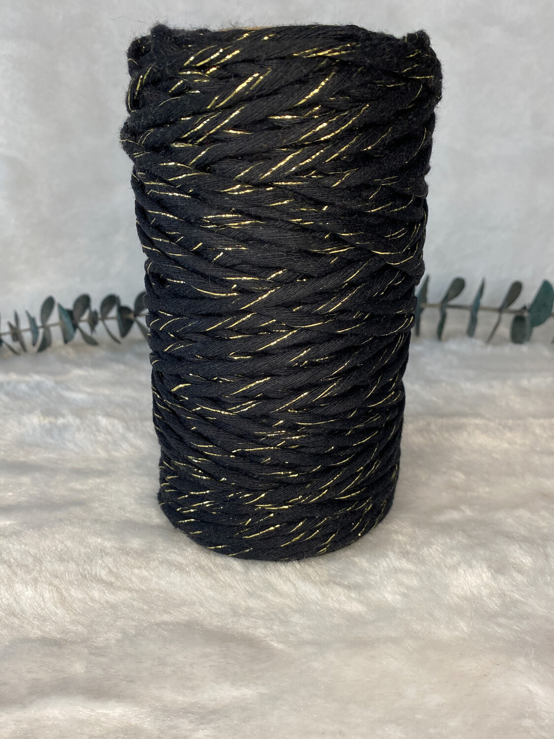 Coton peigné 3 mm noir &amp; gold