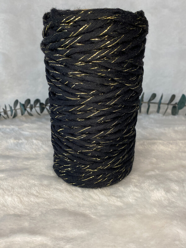 Coton peigné 3 mm noir &amp; gold