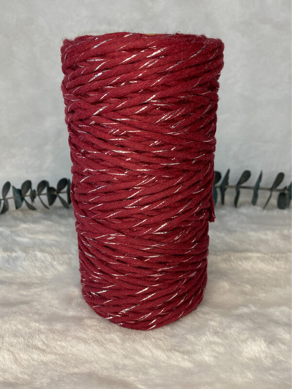 Coton peigné 3 mm bordeaux &amp; silver