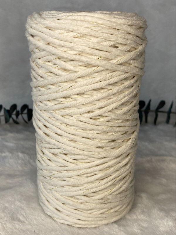 Coton peigné 3 mm crème &amp; gold