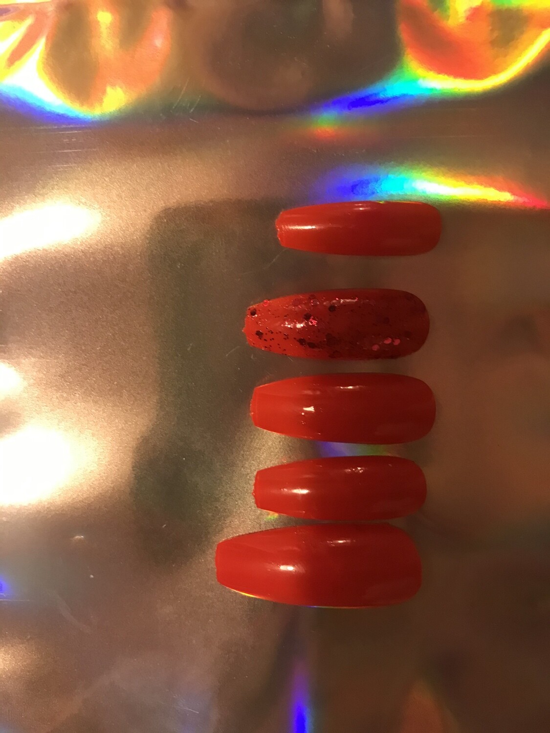 Red /orange press on nails