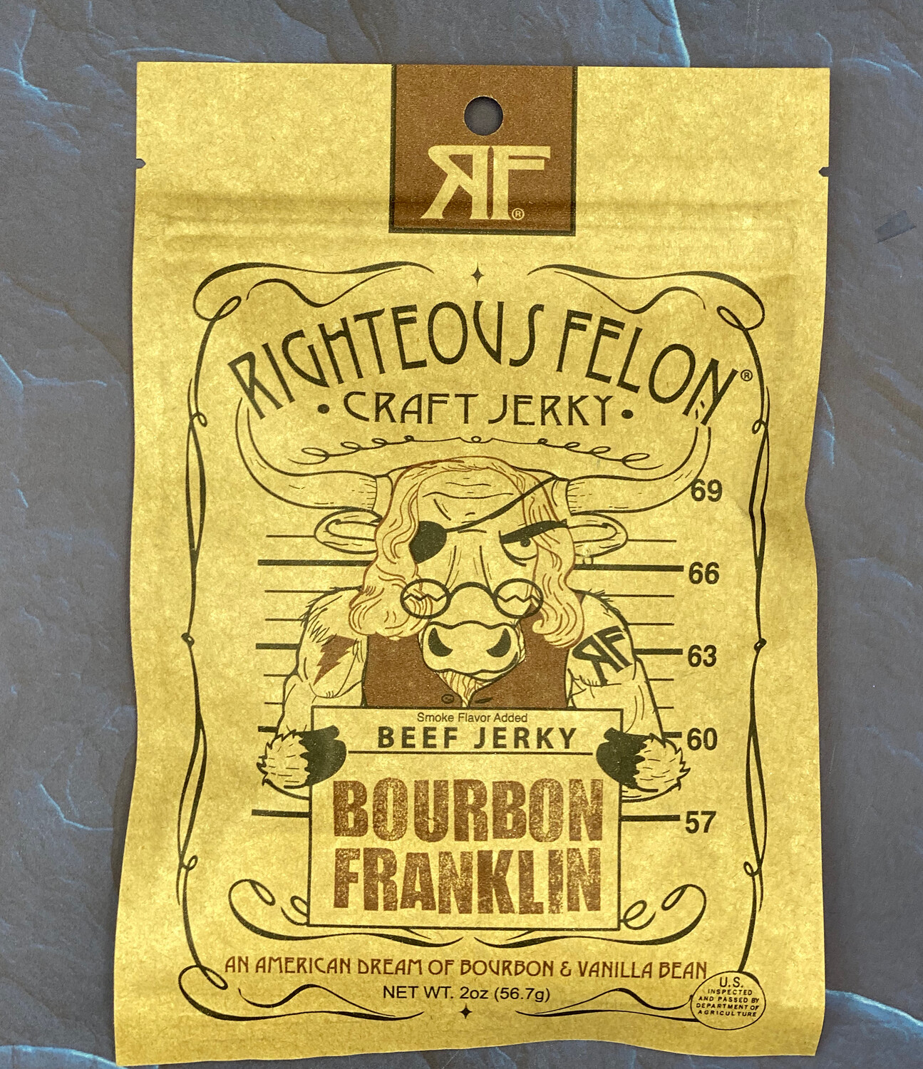 Bourbon Franklin Beef Jerky Righteous Felon 