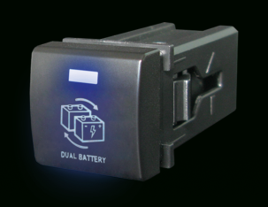 Square Toyota Off/Momentary On Battery Link Switch with Blue Illumination