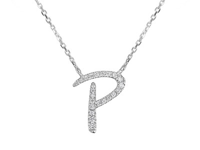 TWIG Initial P Diamond Necklace