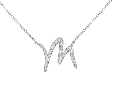 TWIG Initial M Diamond Necklace