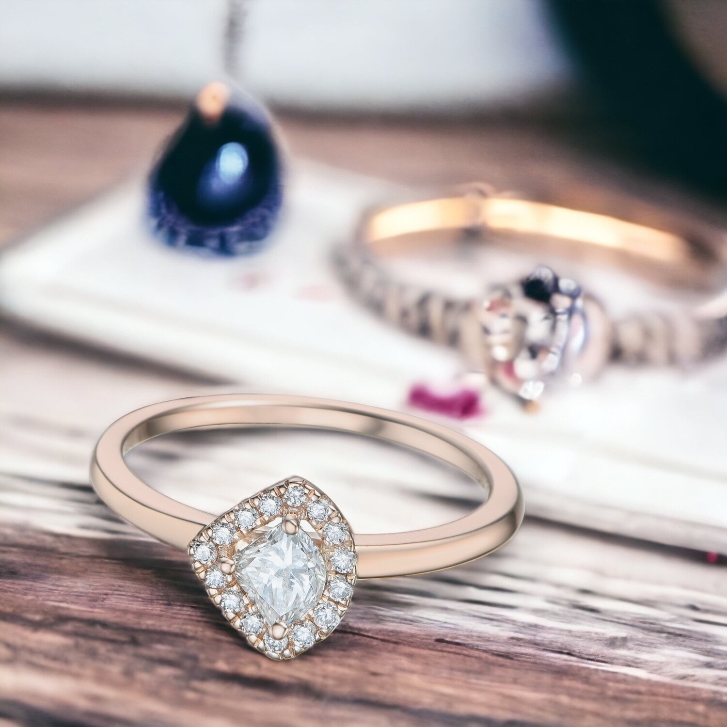 CLINQ Ginkgo Plus Diamond Ring, Metal: 18K, Metal Colour: Rose Gold