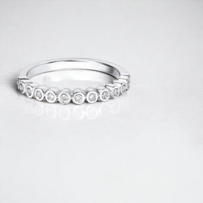 OLANE Bond Diamond Half Eternity Ring, Metal: 10K, Metal Colour: White Gold