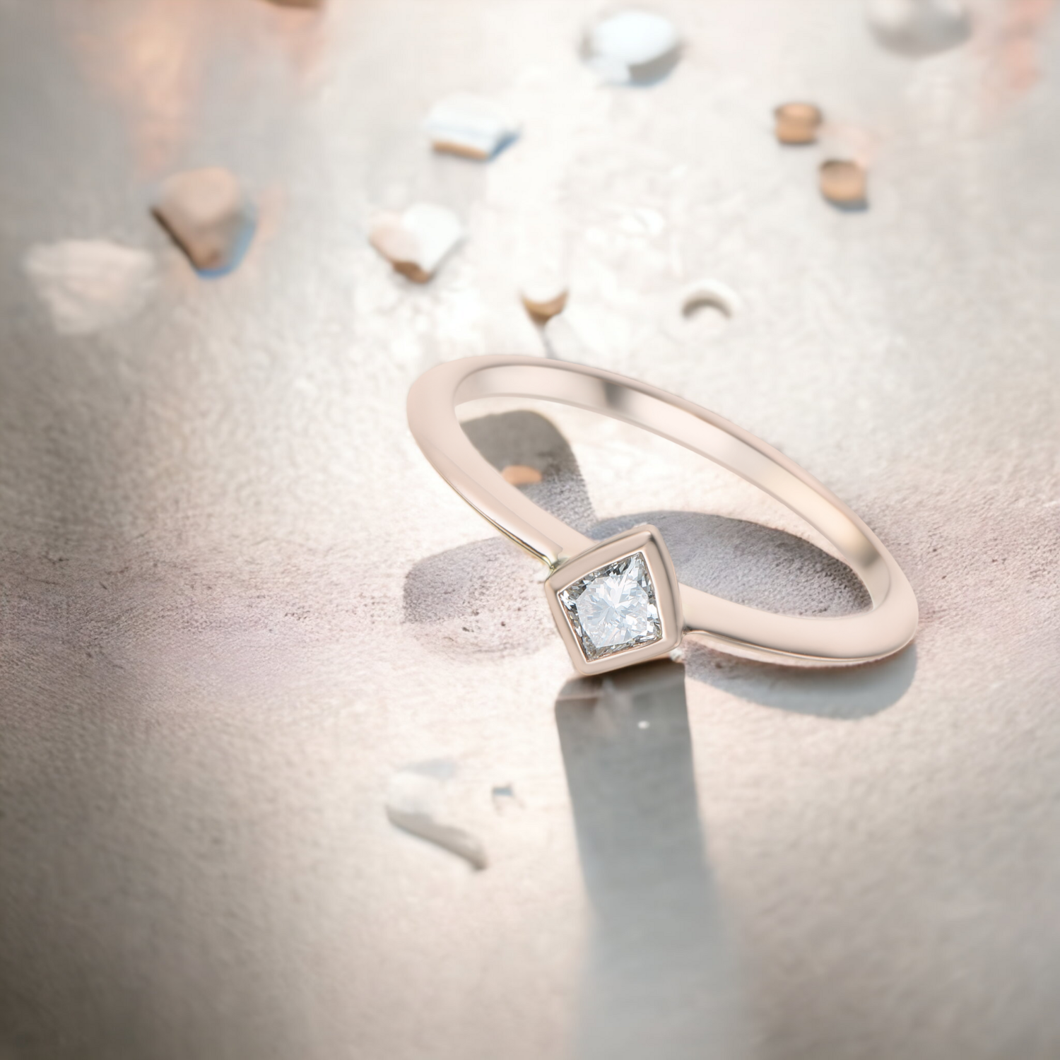 OLANE Rhombus Diamond Ring, Metal: 10K, Metal Colour: Rose Gold