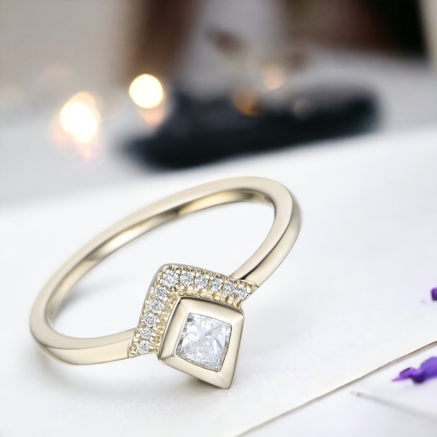 OLANE Rhombus Plus Diamond Ring, Metal: 18K