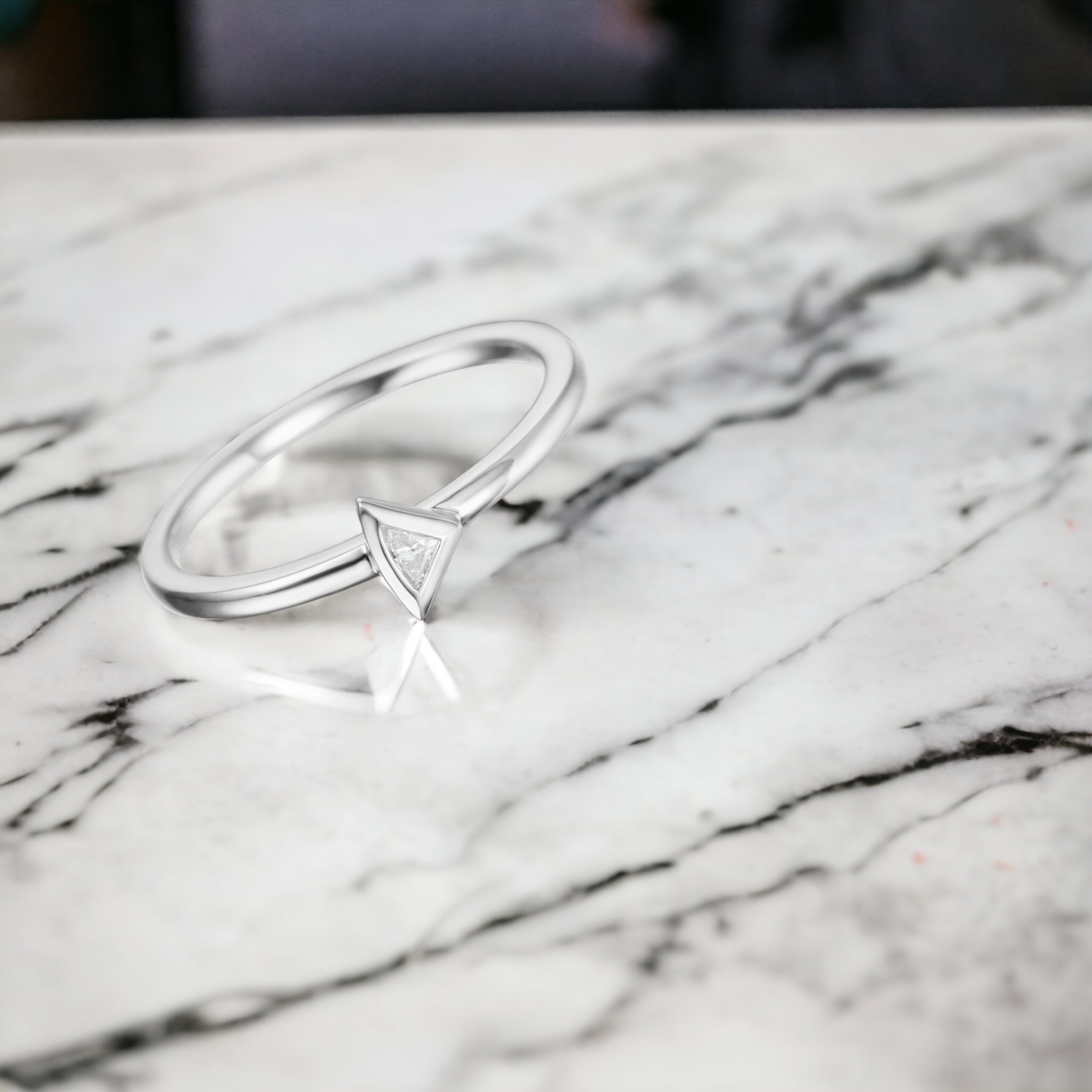 OLANE Trine Diamond Ring, Metal: 10K, Metal Colour: White Gold