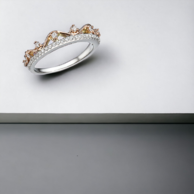 LINA Loop Diamond Ring, Metal: 10K, Metal Colour: White Gold