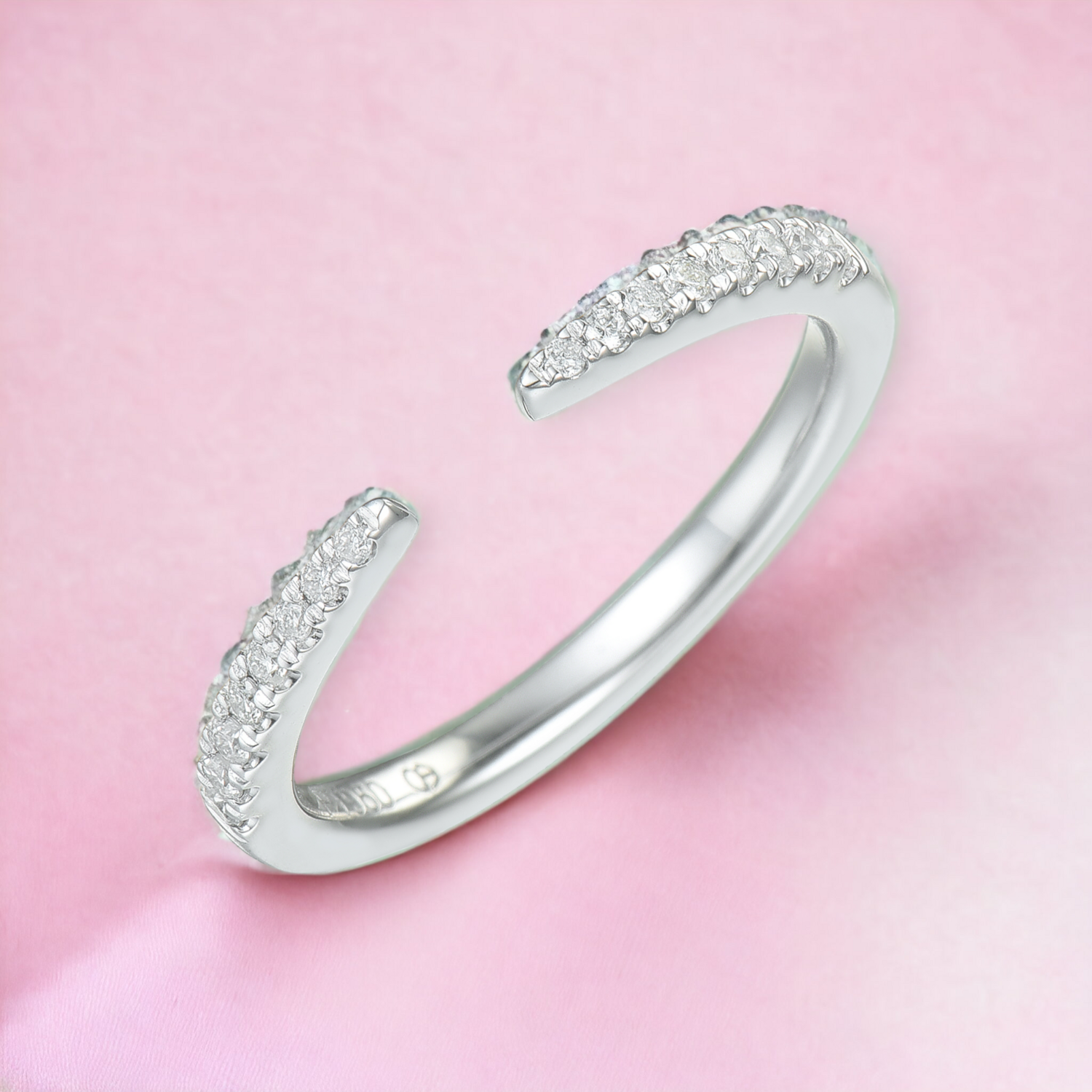 GLISST Classic Open Diamond Ring, Metal: 10K, Metal Colour: White Gold