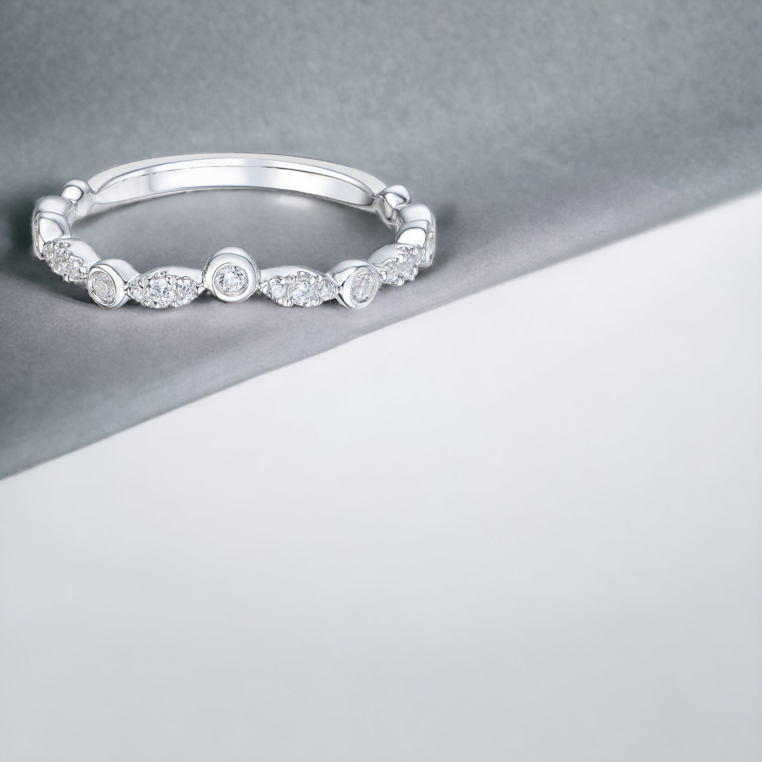 OLANE Vane Plus Diamond Ring, Metal: 10K, Metal Colour: White Gold