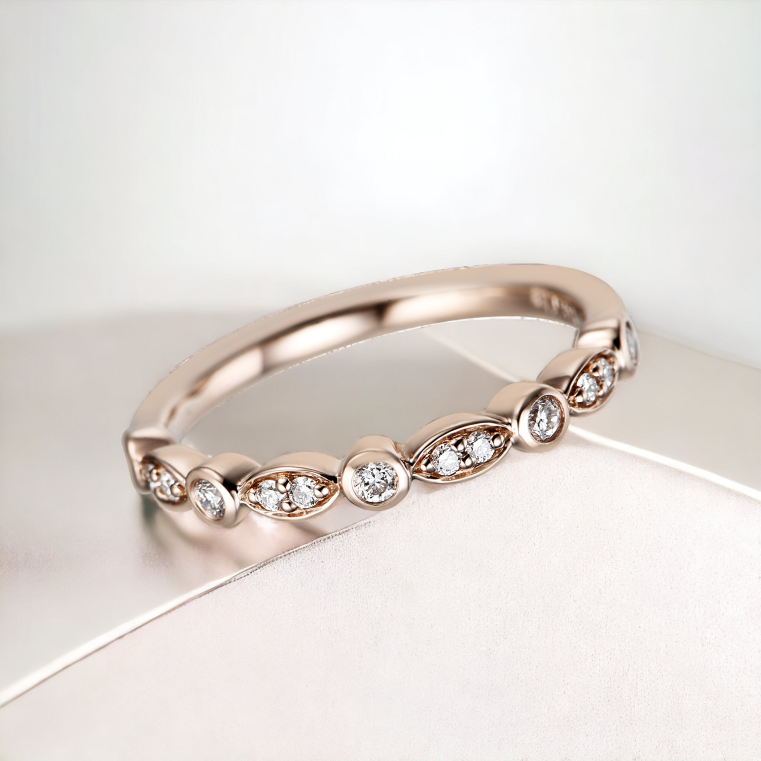OLANE Vane Diamond Ring, Metal: 10K, Metal Colour: Rose Gold