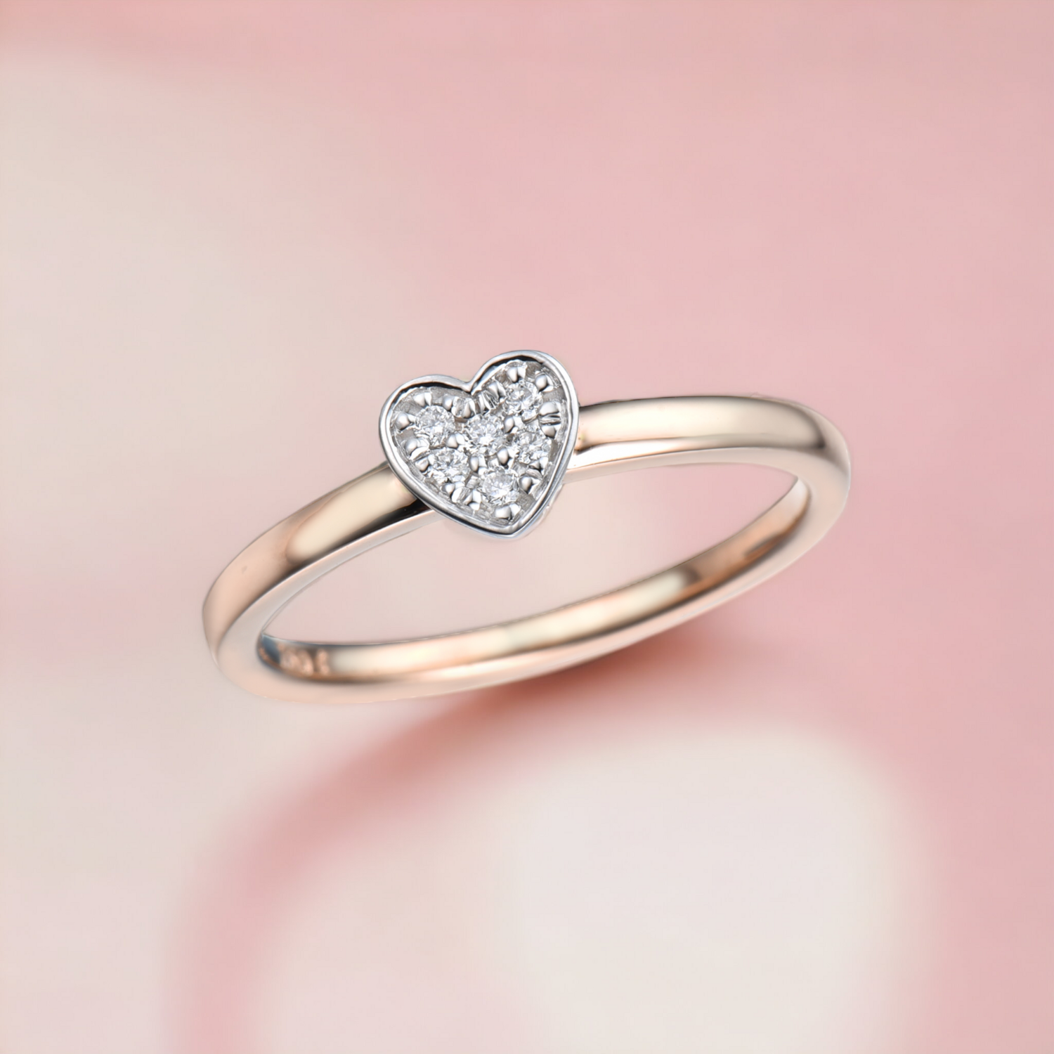 LOVEA Beloved Diamond Ring, Metal: 10K, Metal Colour: White + Rose Gold