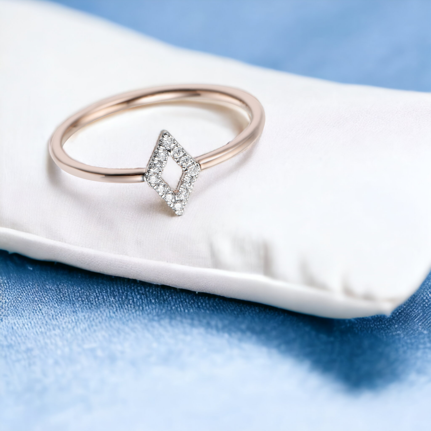 PARA Rhombus Diamond Ring, Metal: 10K, Metal Colour: White + Rose Gold