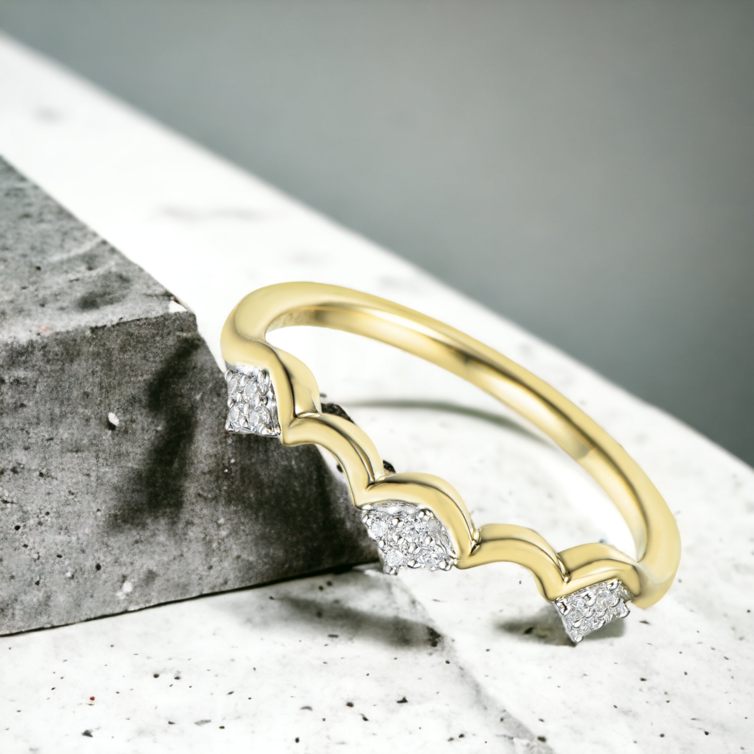 STELLAR Trifle Diamond Ring, Metal: 10K, Metal Colour: White + Yellow Gold