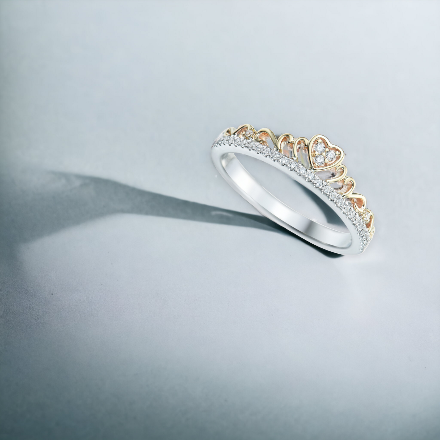 LINA Beloved Diamond Ring, Metal: 10K, Metal Colour: White + Rose Gold