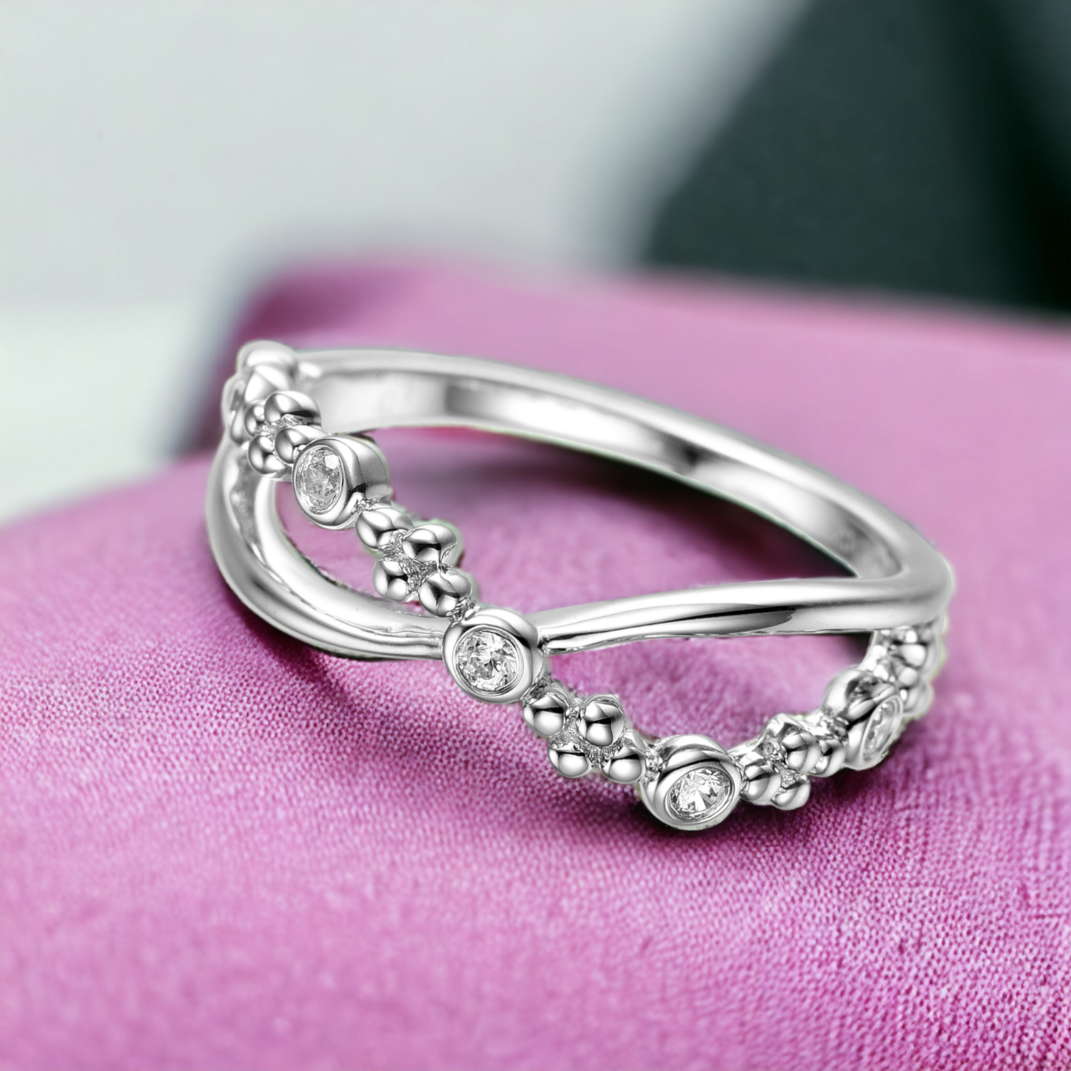 OLANE Melody Diamond Ring, Metal: 10K, Metal Colour: White Gold