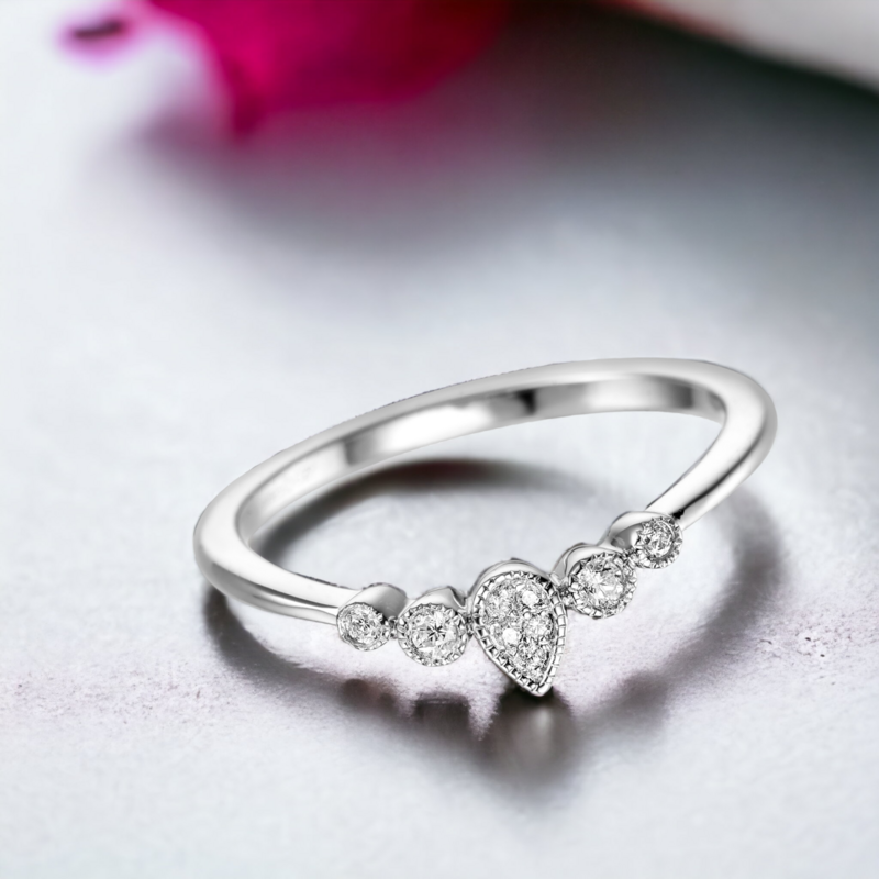 EIDEAN Rosy Diamond Ring, Metal: 10K, Metal Colour: White Gold