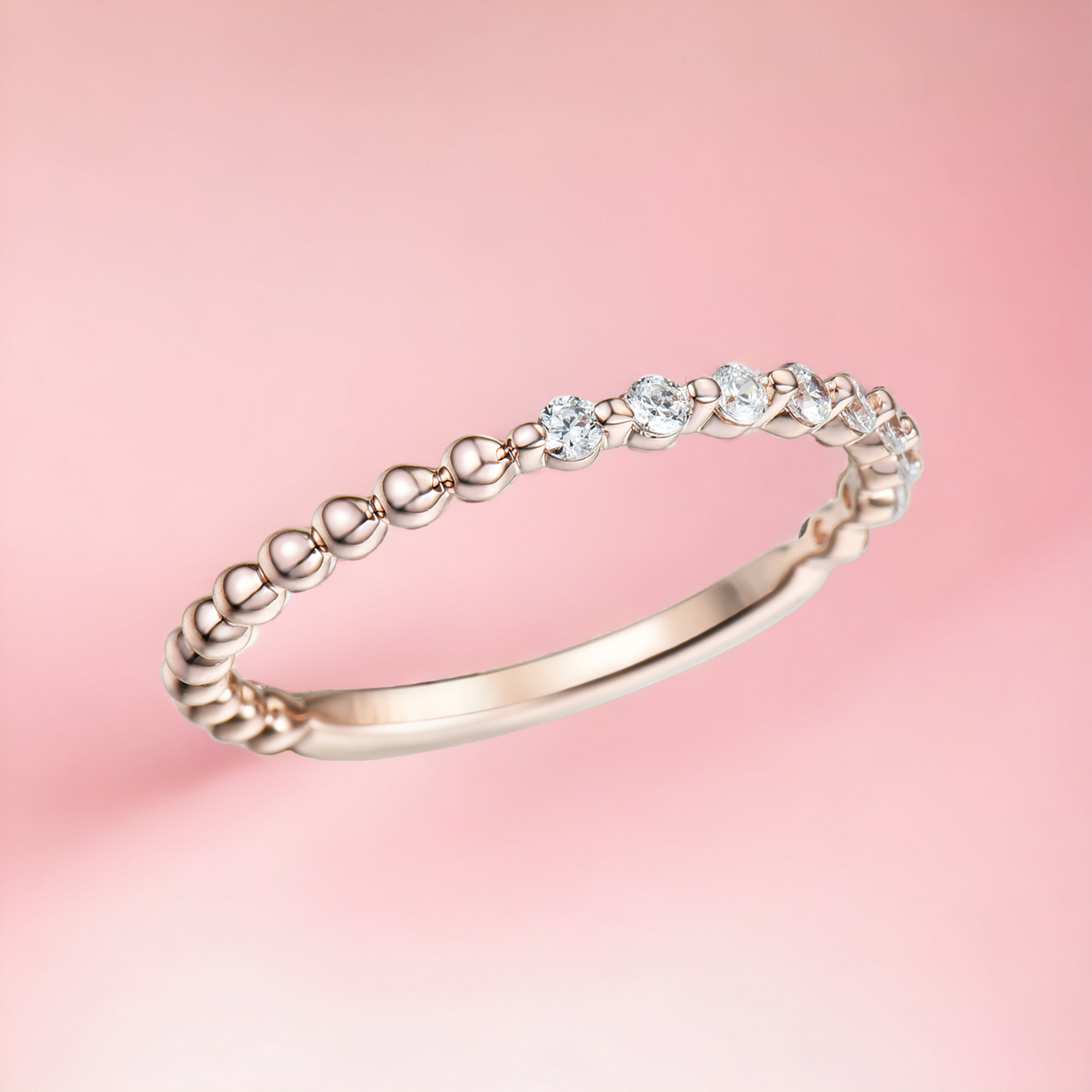 BUBBLE Teensy Diamond Ring, Metal: 10K, Metal Colour: Rose Gold