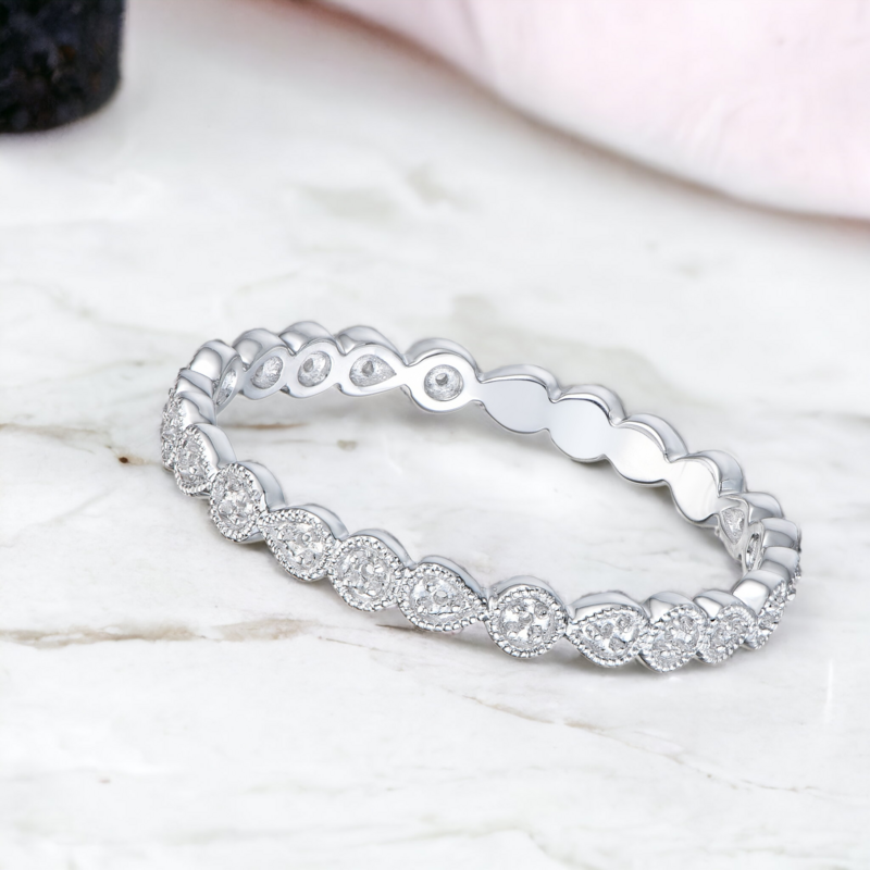 EIDEAN Vane Eternity Diamond Ring, Metal: 10K, Metal Colour: White Gold