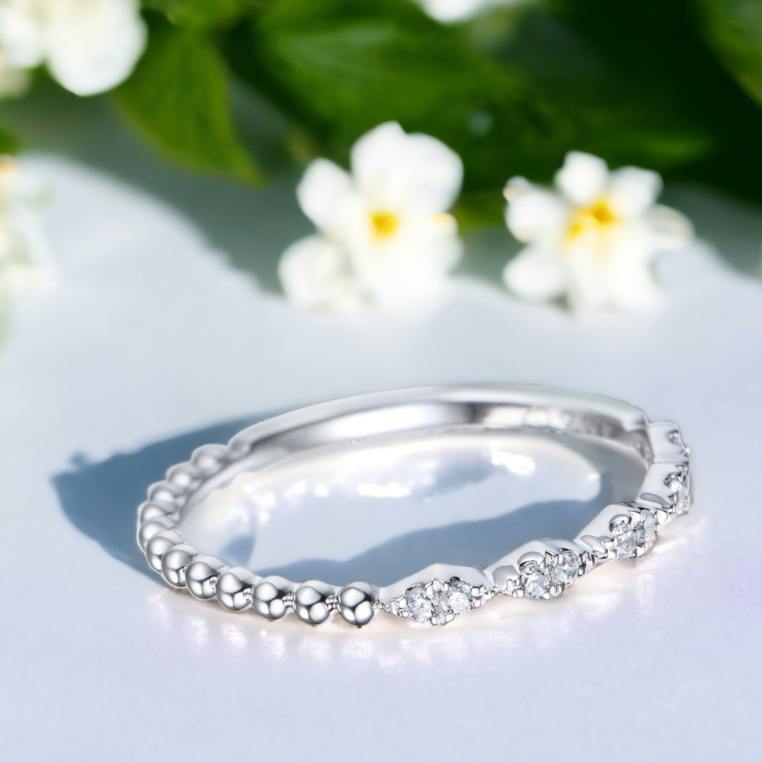 BUBBLE Bale Diamond Ring, Metal: 10K, Metal Colour: White Gold