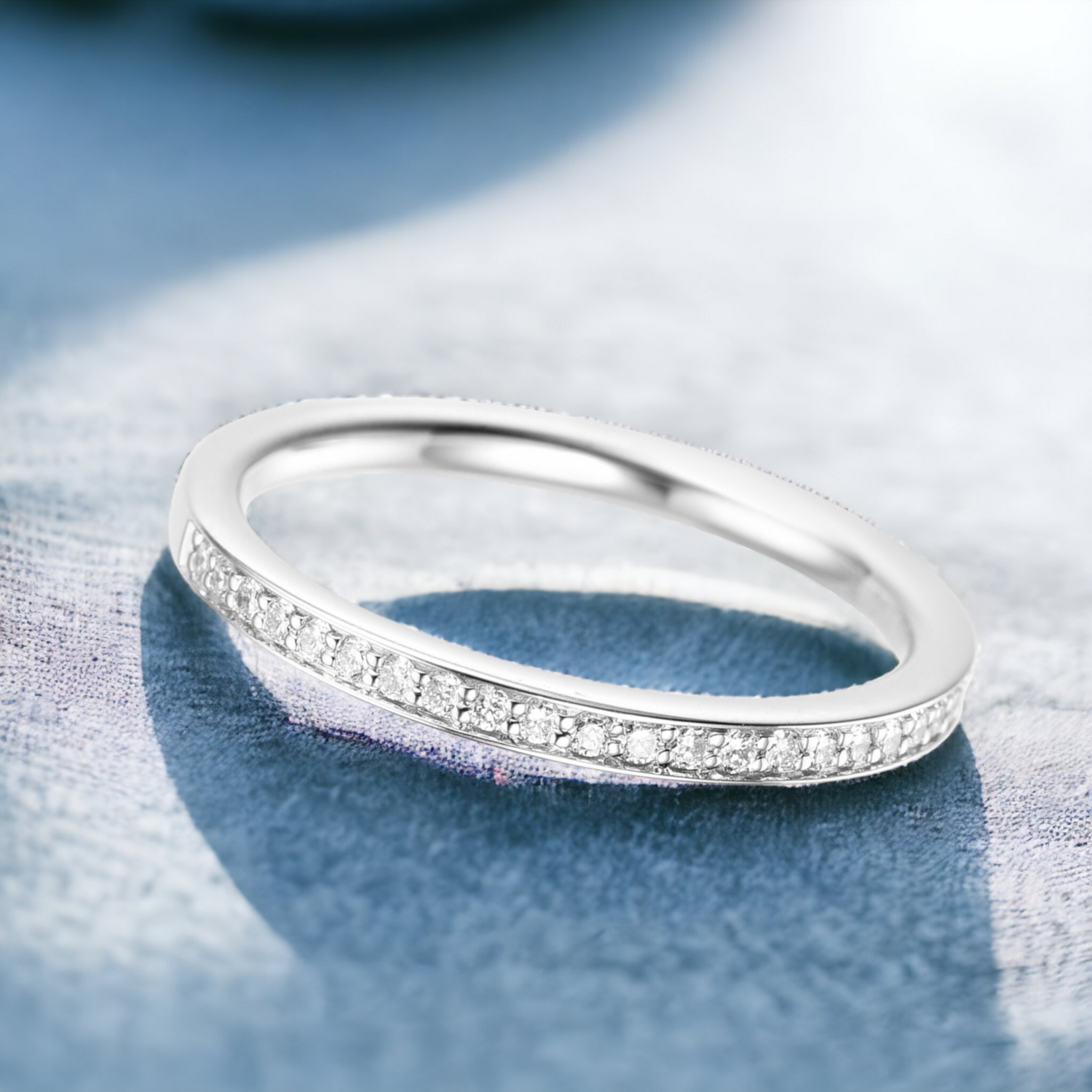 FORAS Elfin Channel Diamond Half Eternity Ring, Metal: 10K, Metal Colour: White Gold