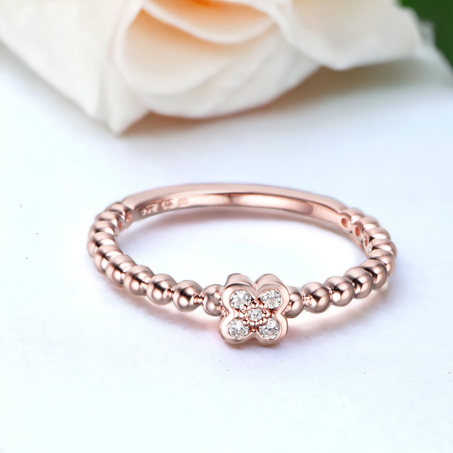 BUBBLE Bloom Diamond Ring, Metal: 10K, Metal Colour: Rose Gold
