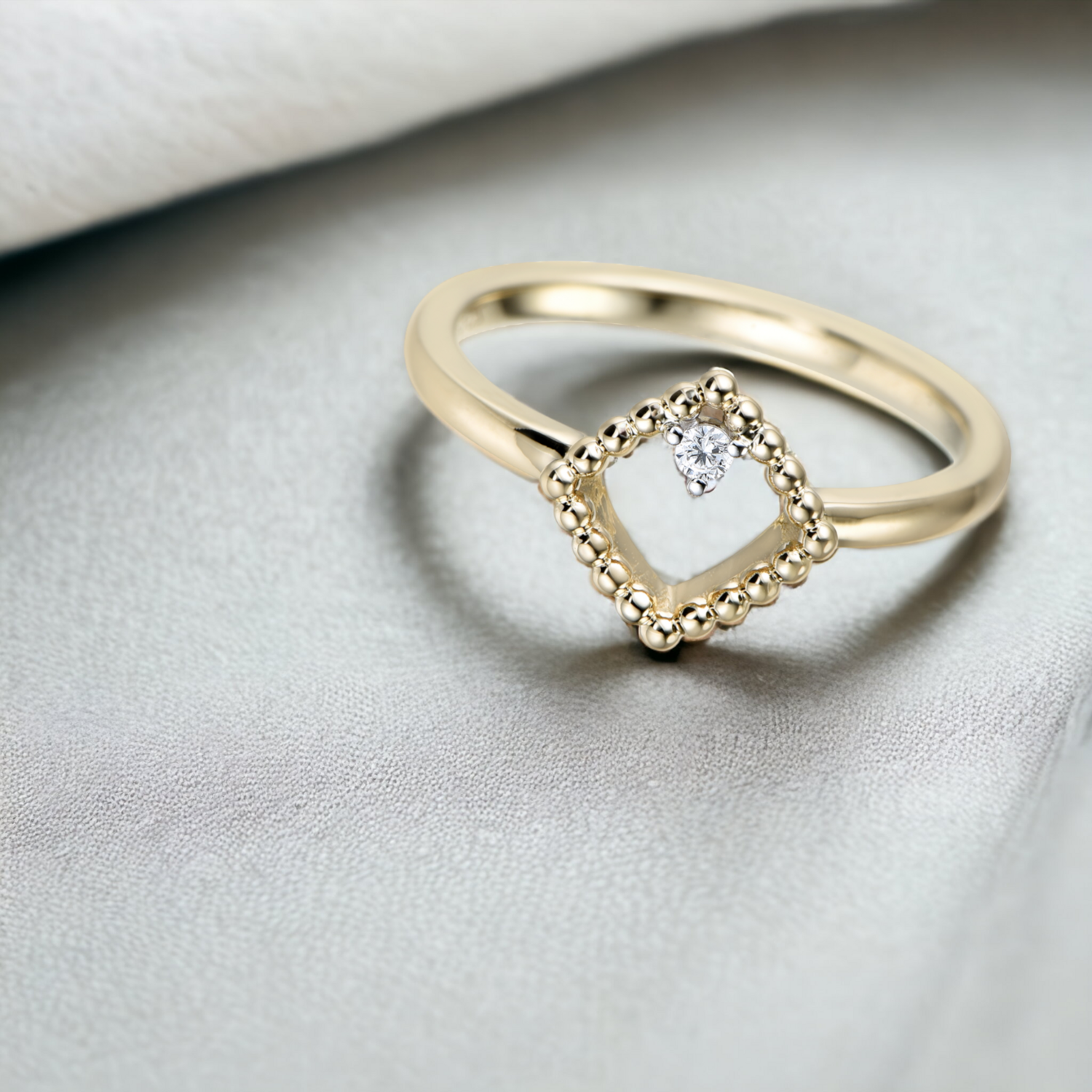 BUBBLE Rhombus Diamond Ring, Metal: 10K, Metal Colour: Yellow Gold