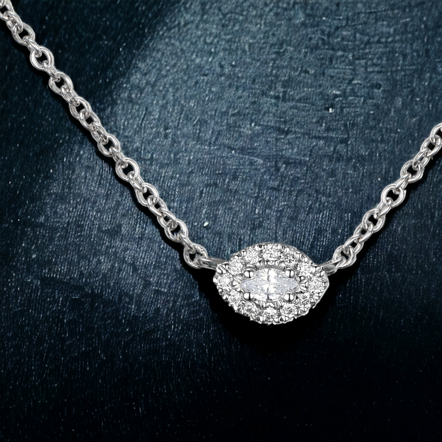 CLINQ Marquise Diamond Necklace, Metal: 10K, Metal Colour: White Gold