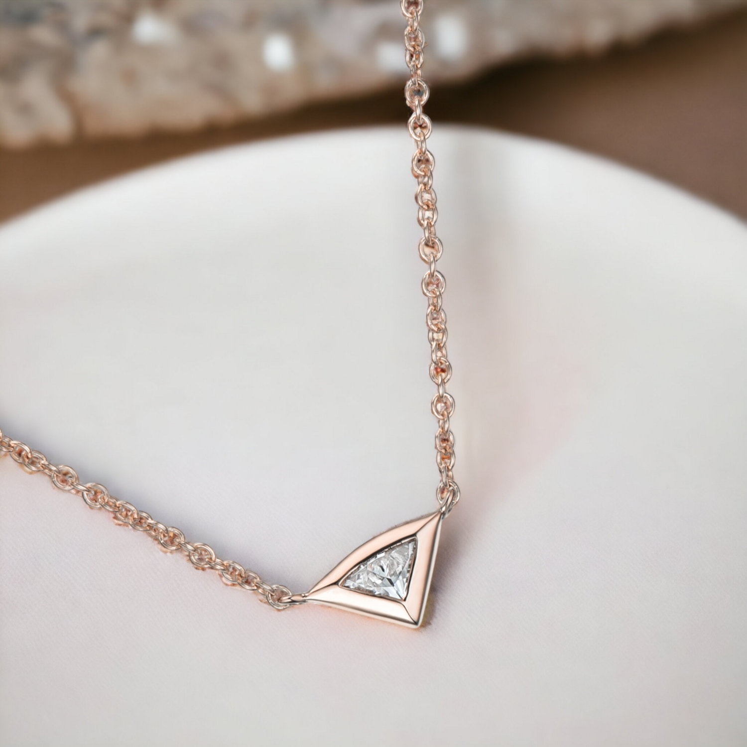 OLANE Trine Diamond Necklace, Metal: 10K, Metal Colour: Rose Gold