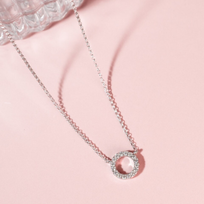 STELLAR Full Circle Diamond Necklace, Metal: 10K, Metal Colour: White Gold