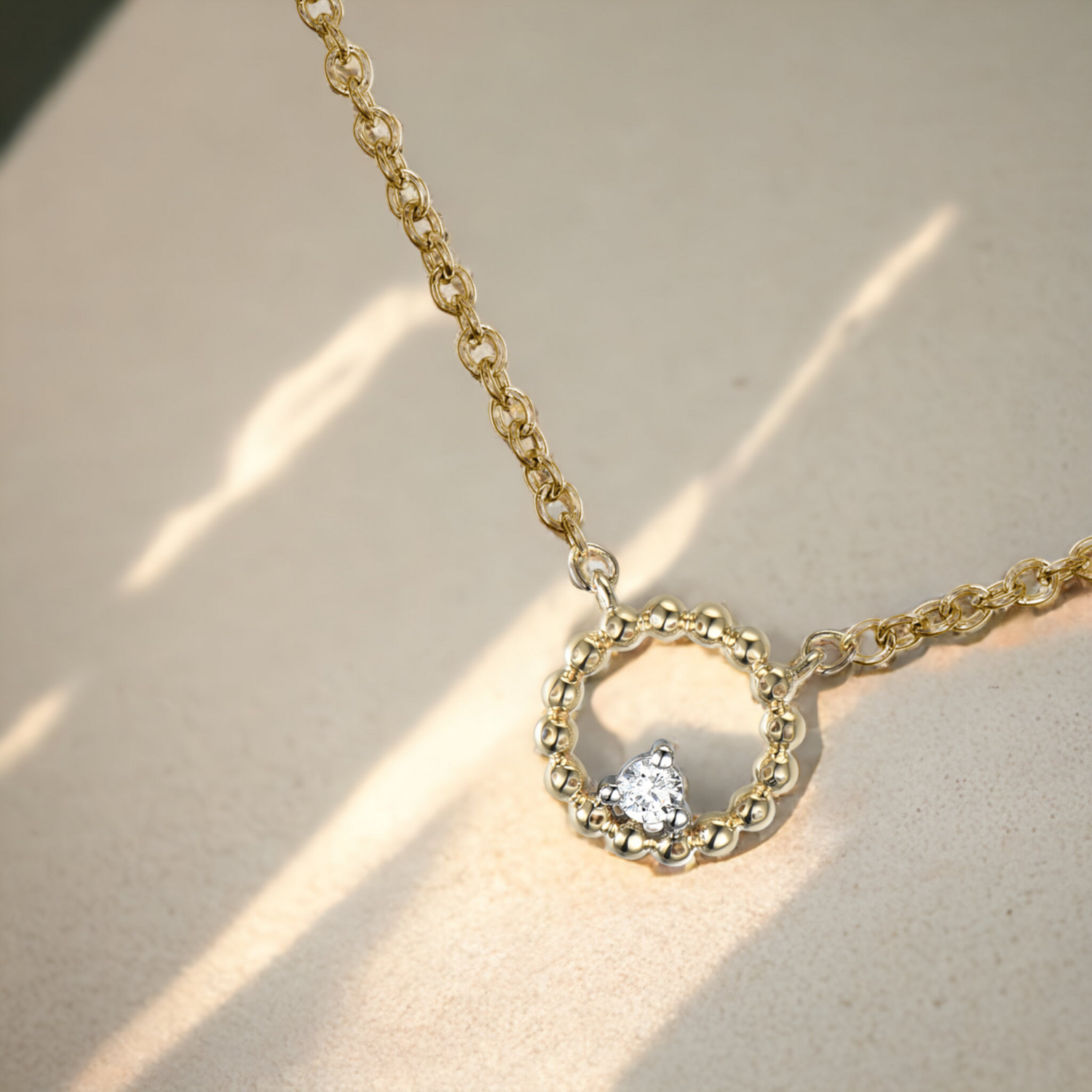 BUBBLE Circle Diamond Necklace, Metal: 10K, Metal Colour: Yellow Gold