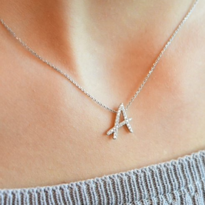TWIG Initial A Diamond Necklace