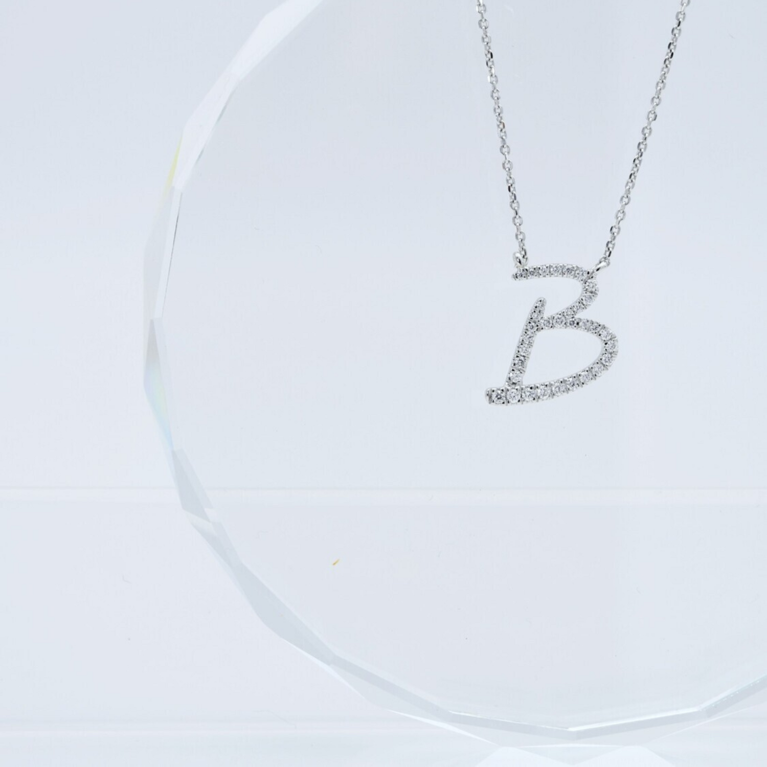TWIG Initial B Diamond Necklace, Metal: 10K, Metal Colour: White Gold