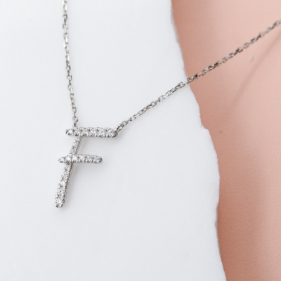 TWIG Initial F Diamond Necklace