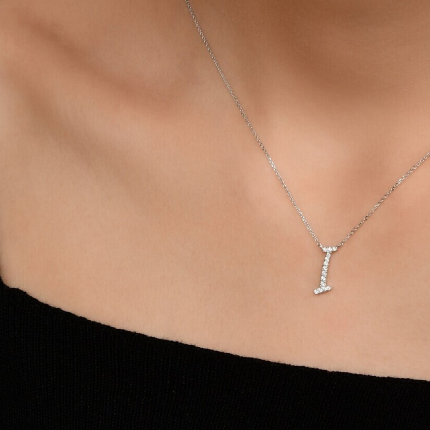 TWIG Initial I Diamond Necklace, Metal: 10K, Metal Colour: White Gold