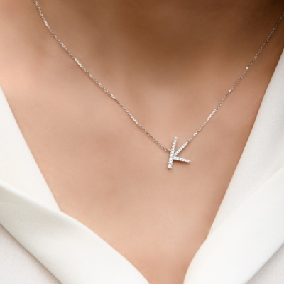 TWIG Initial K Diamond Necklace