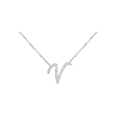 TWIG Initial V Diamond Necklace